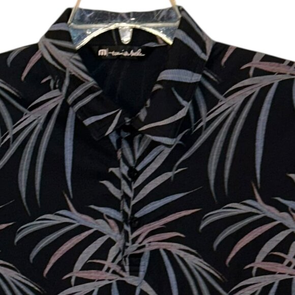 Travis Mathew Black Floral Outdoor Performance Golf Polo Collar Shirt Large - Picture 2 of 9